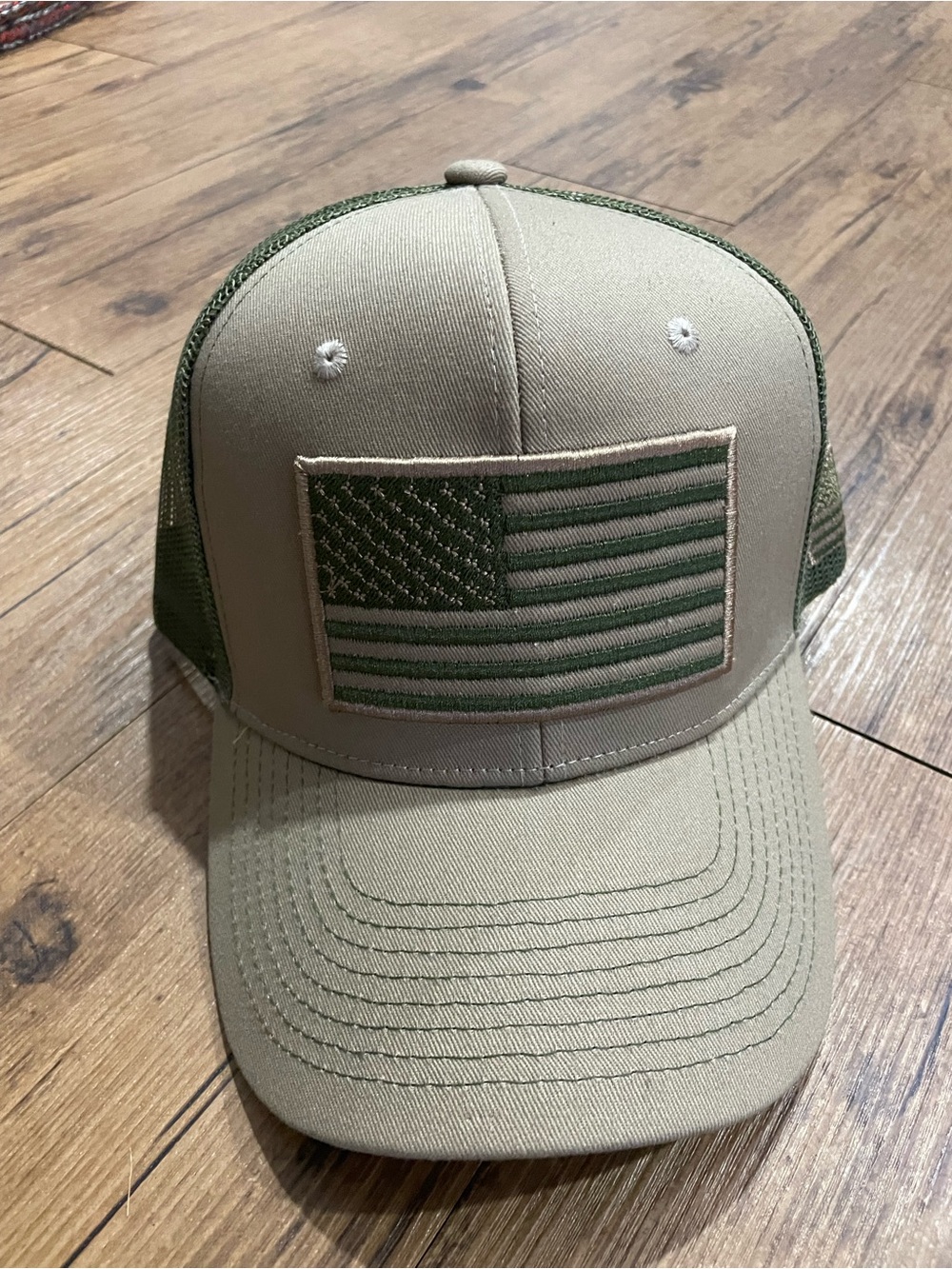 Men's Tactical Trucker Cap with Olive American Flag Patch